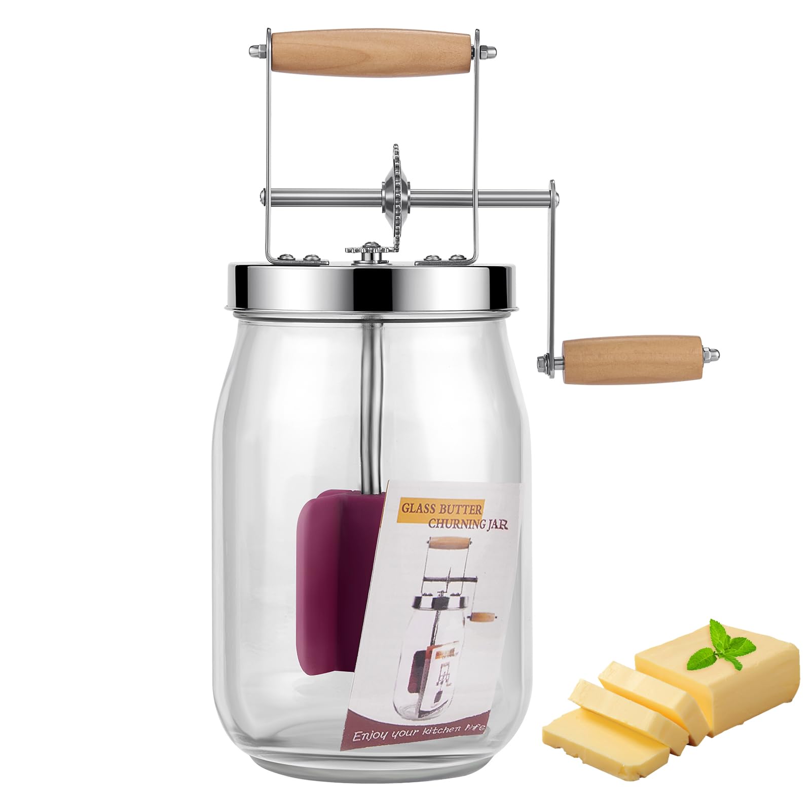 Amazon.com | Manual Butter Maker Churner, 1.5L Mason Jar Machine